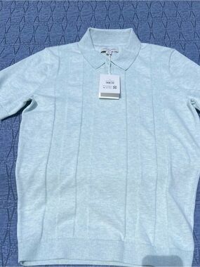 Free Assembly Aqua heather textured sweater polo